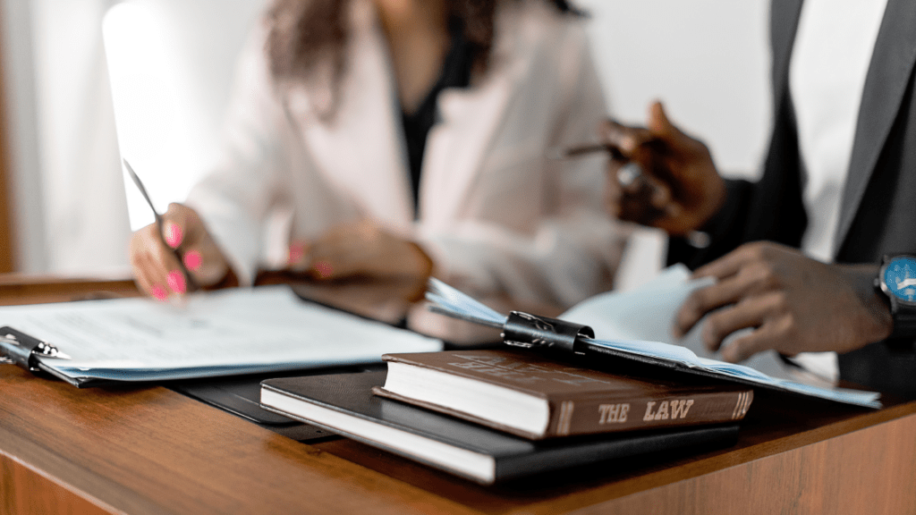 a lawyer sitting at the table