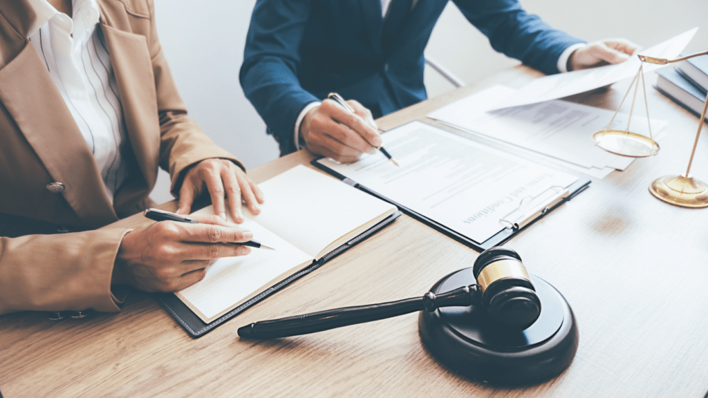 a lawyer sitting at the table