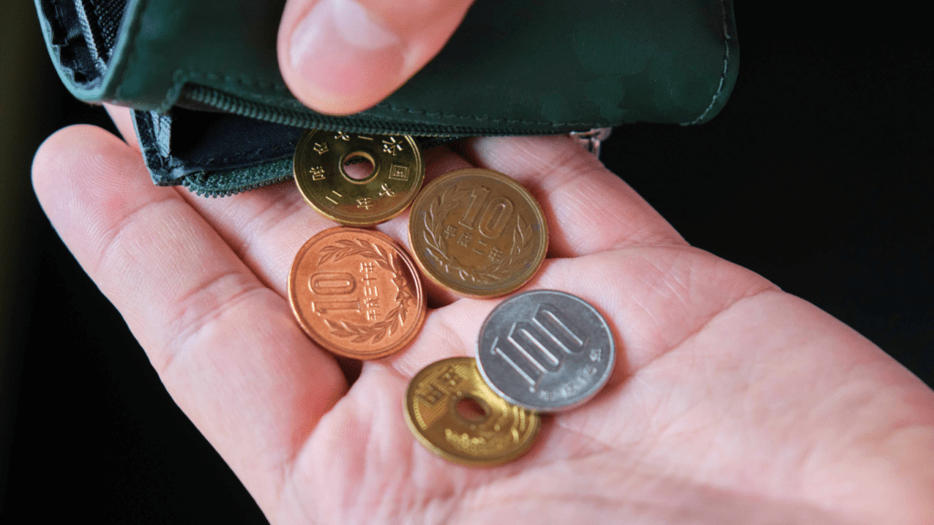 a person holding a coins