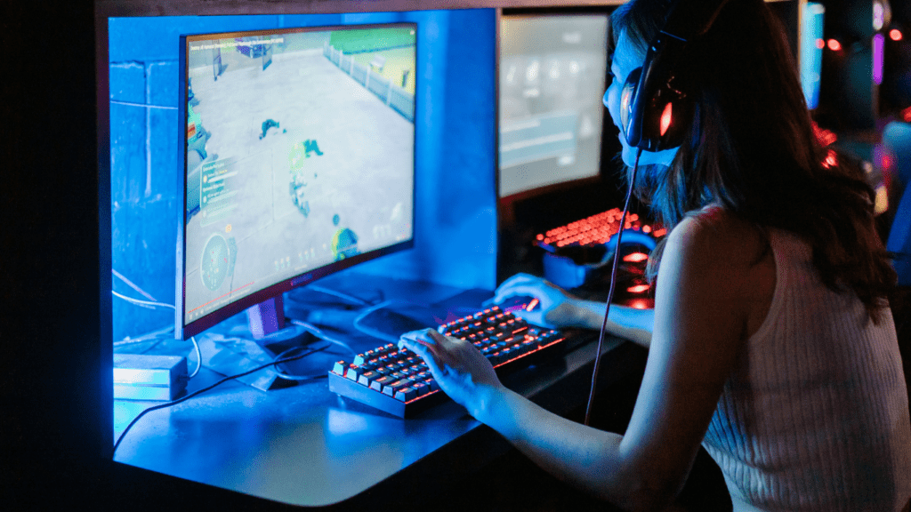 a person playing online games