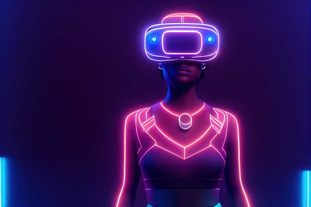 vr, virtual, reality, virtual reality, headset, goggles, vr headset, pink, neon, cyberpunk, blue, purple, african american, metaverse, person, digital, future, metaverse, metaverse, metaverse, metaverse, metaverse